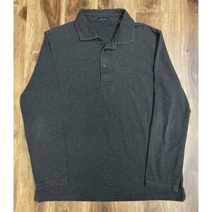 Patrick Assaraf Long Sleeve Polo Shirt Black Pima Cotton Blend Men's sz XL
